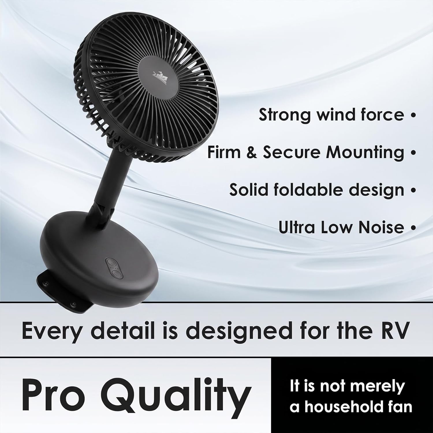 ZOIZ 12V RV Fan, Wall Mounted & Tabletop Portable Fan with USB-C Dual Power, Quiet Oscillating Air Circulator with Timer for Camper Van, RV, Travel Trailer, Boat & Home (Black)