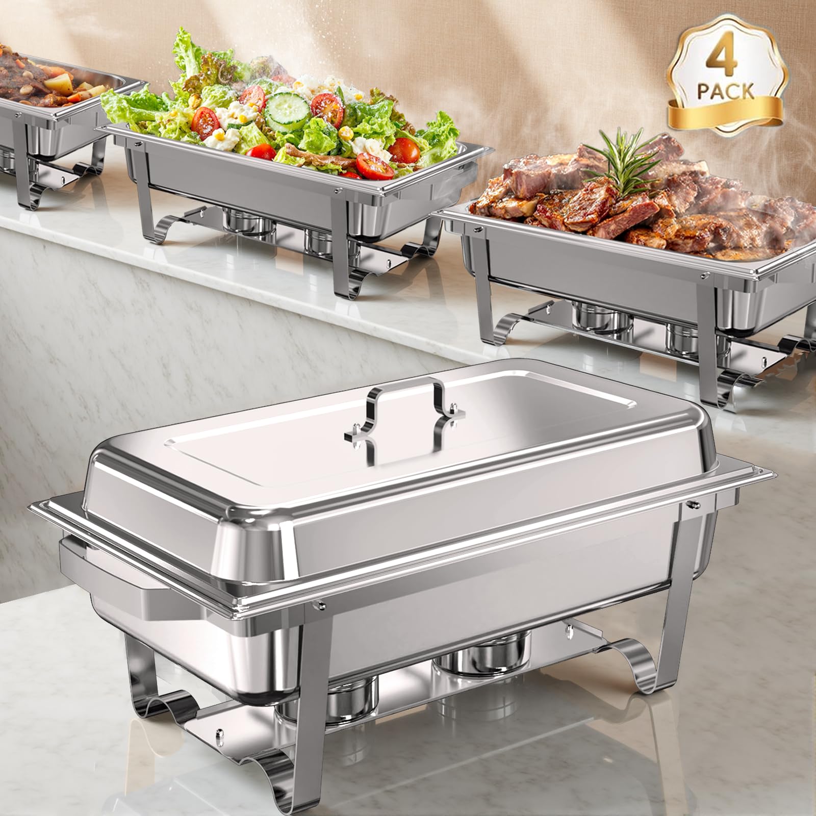 NEWKITCHEN Chafing Dishes for Buffet 4 Pack, 11QT