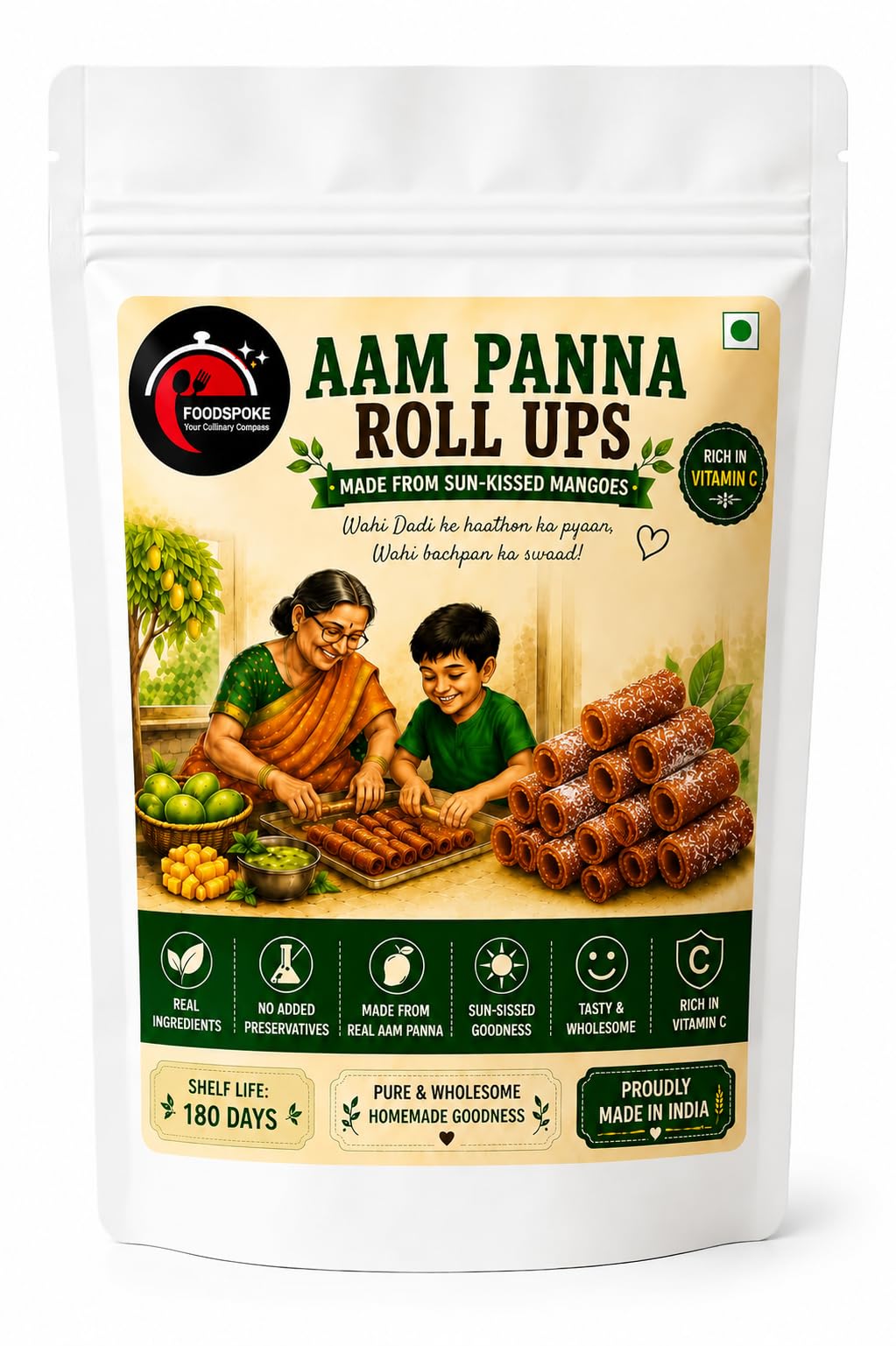 Aam Panna Roll Ups 40gm | Traditional Raw Mango Fruit Candy Rolls | Tangy & Sweet Mango Fruit Leather Snack | Refreshing Summer Treat for Kids & Adults | Soft & Chewy Indian Candy | Hygienically Packed Travel Friendly Snack-image-24