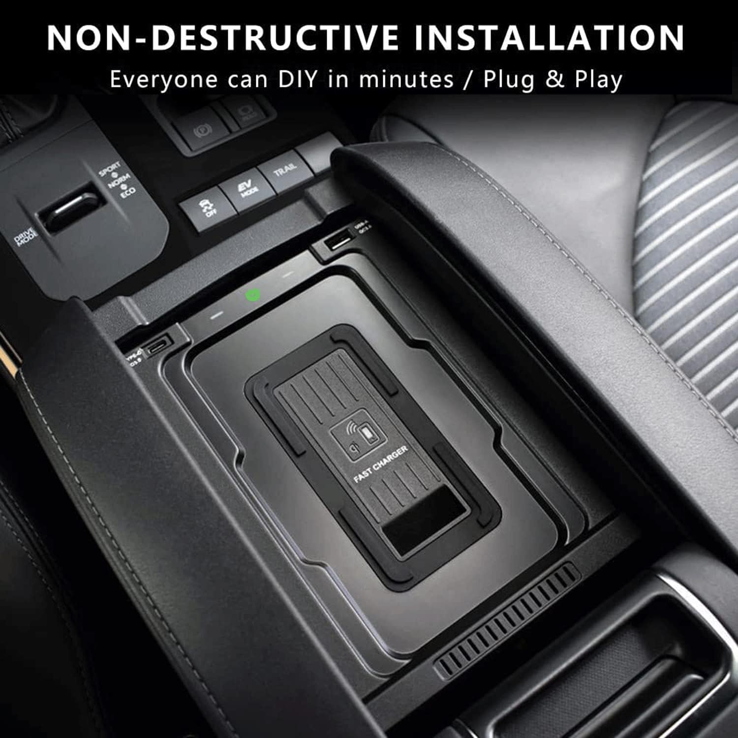 car wireless charger for 2022 to yo ta highlander center console accessory panelwith qc3 0 usb and pd 3 0 port 15w phone fast charging mobile phone c