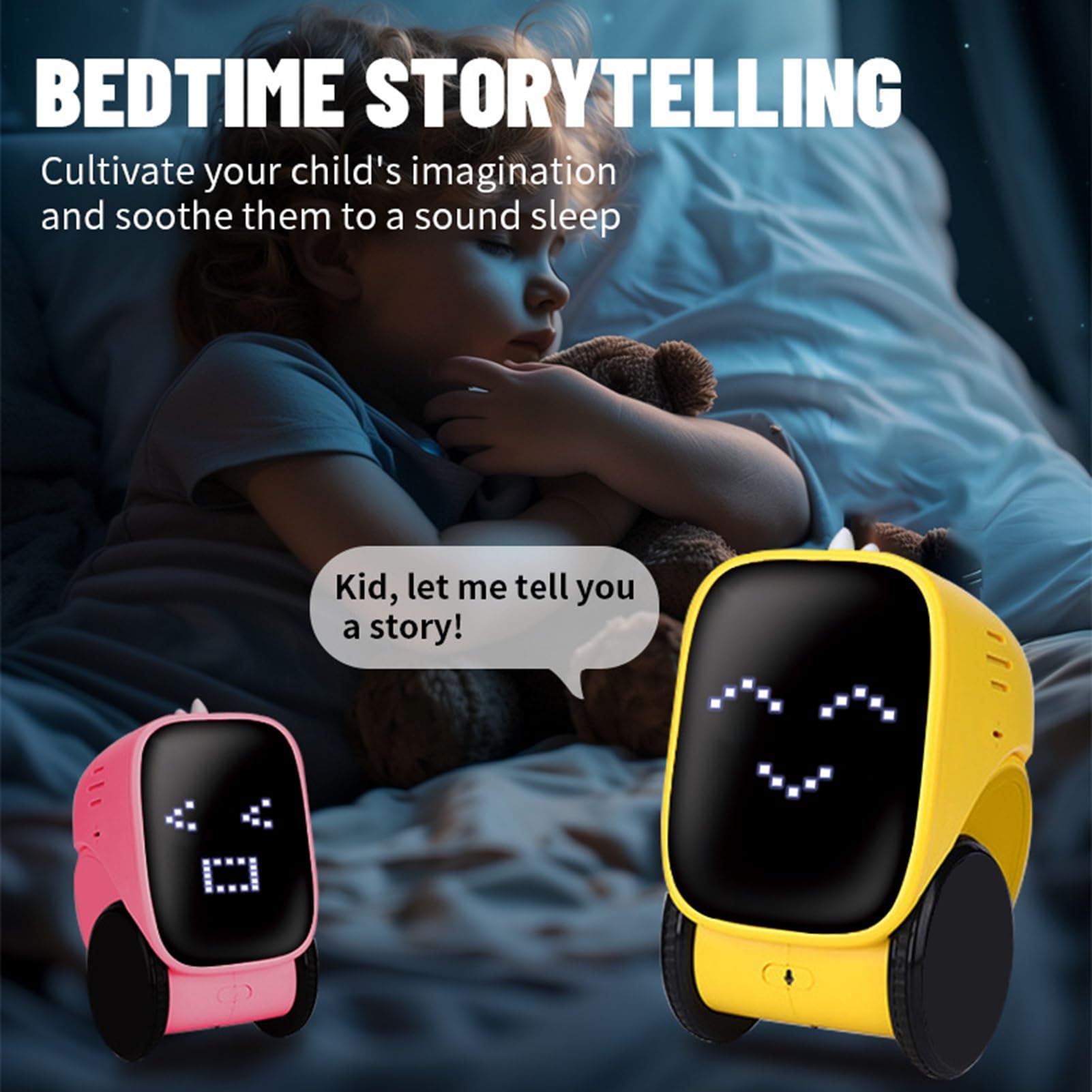 Fockety Juguete Robot Inteligente, Programación de Máquina de Historias con Detección Táctil de IA, Juguete de Aprendizaje Stem para Profesores y Socios Inteligentes Que Hablan (Yellow)