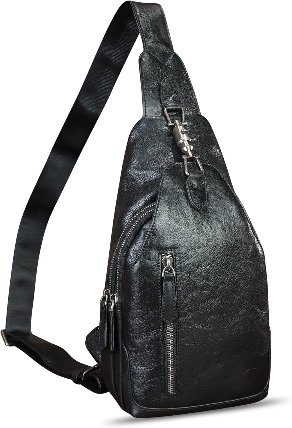 Genuine Leather Silng Bag for Women and Men Real Leather Sling Backpack Shoulder Crossbody Bag Chest Purses