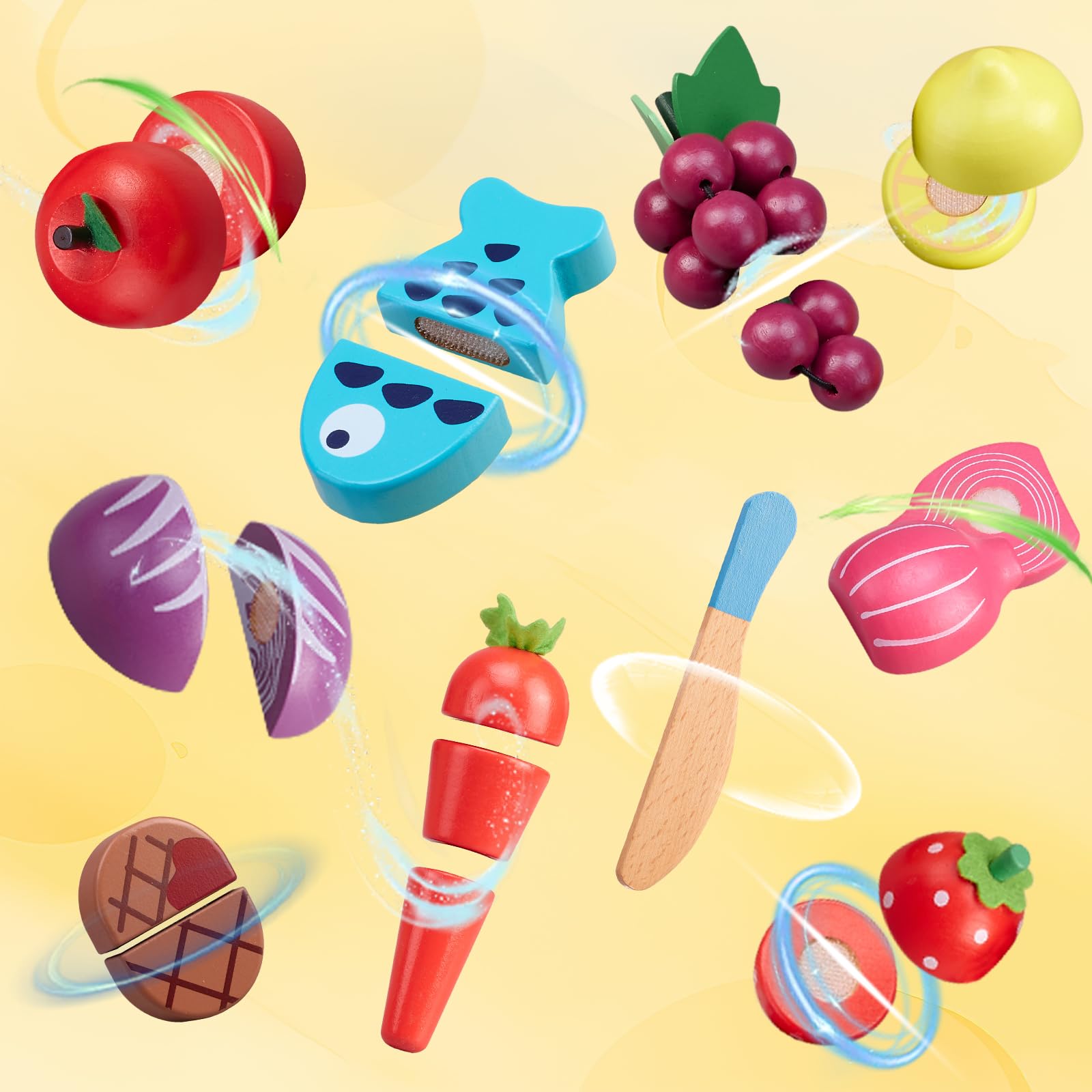 Holzfutter für Jungen und Mädchen, zum Schneiden von Obst, Spielzeug für Kleinkinder, Gemüse Geschenk für Jungen und Mädchen