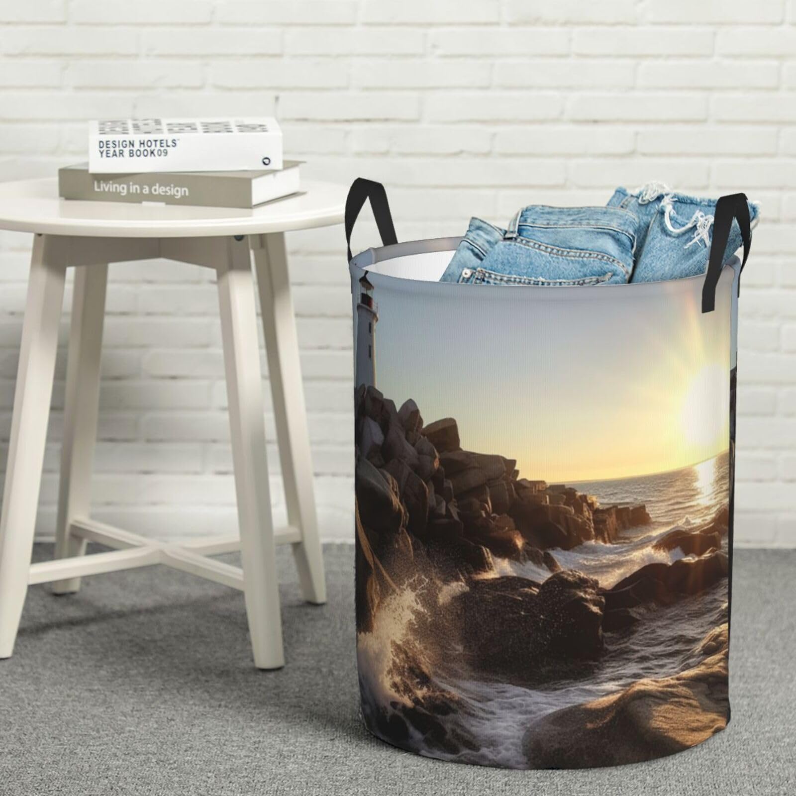 Panier à linge autoportant et étanche avec poignées pour chambre