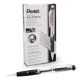 Pentel Twist Erase CLICK Mechanical Pencil, Pack of 12, (0.5mm), Clear Barrel, Black Grip, Box of 12 (PD275TA) – view 1