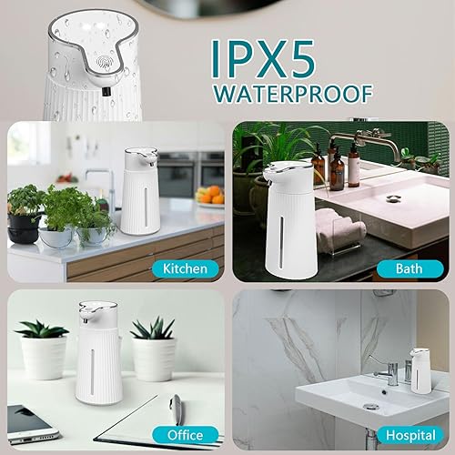 Miniatura 5 de Dispensador automático de jabón líquido, 10.5 onzas13.5 fl oz, ajustable para montaje en pared, dispensador de jabón sin contacto, impermeable para