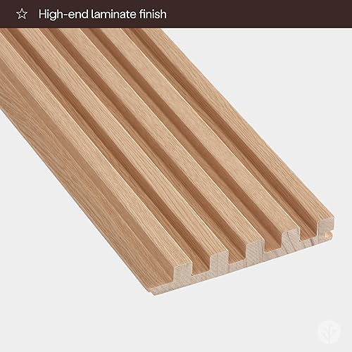Miniatura 4 de SLATPANEL Paneles de pared con efecto madera de tambor estriado con listones laminados de roble  Paneles de pared 3D para decoración de interiores