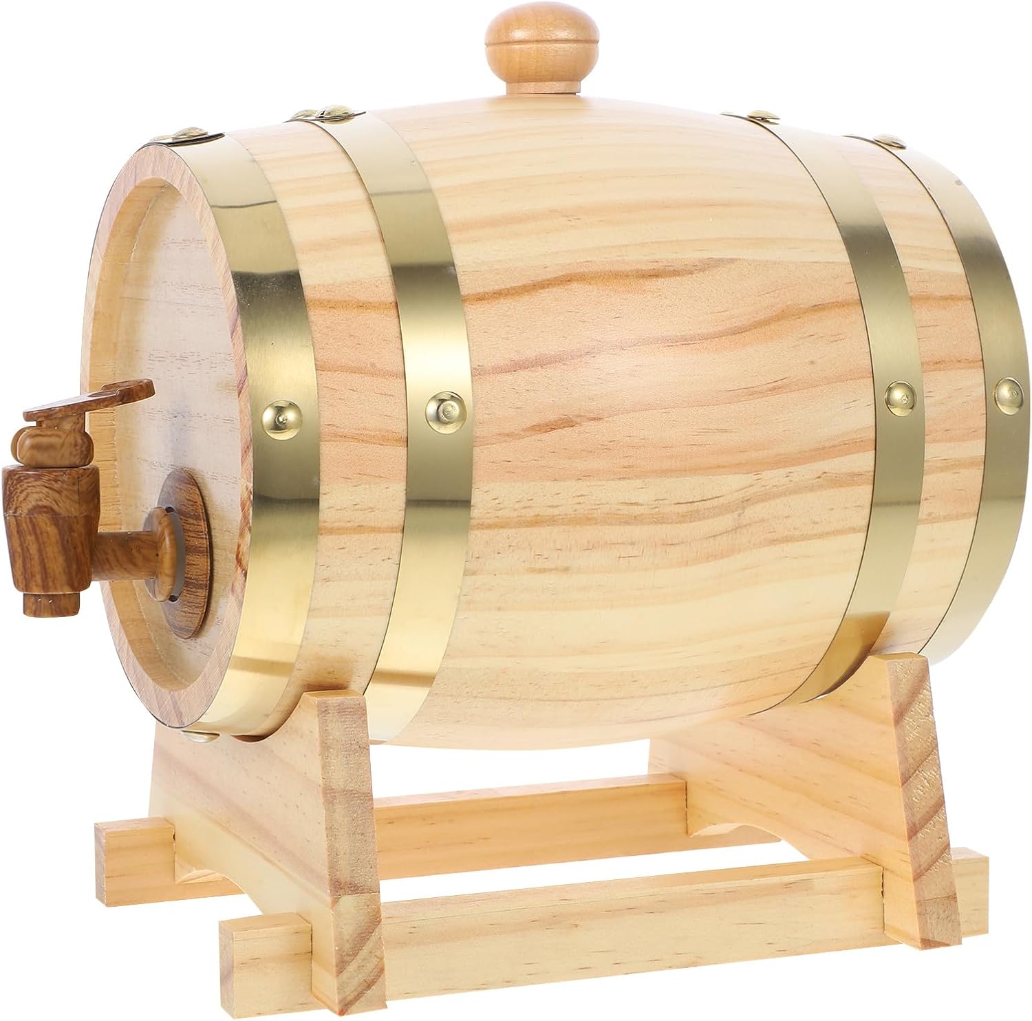 Wooden Wine Barrel 1.5l Pine Wood Beer Aging Barrel with Lacquer Finish Wine Dispenser Home Brewing Spirits