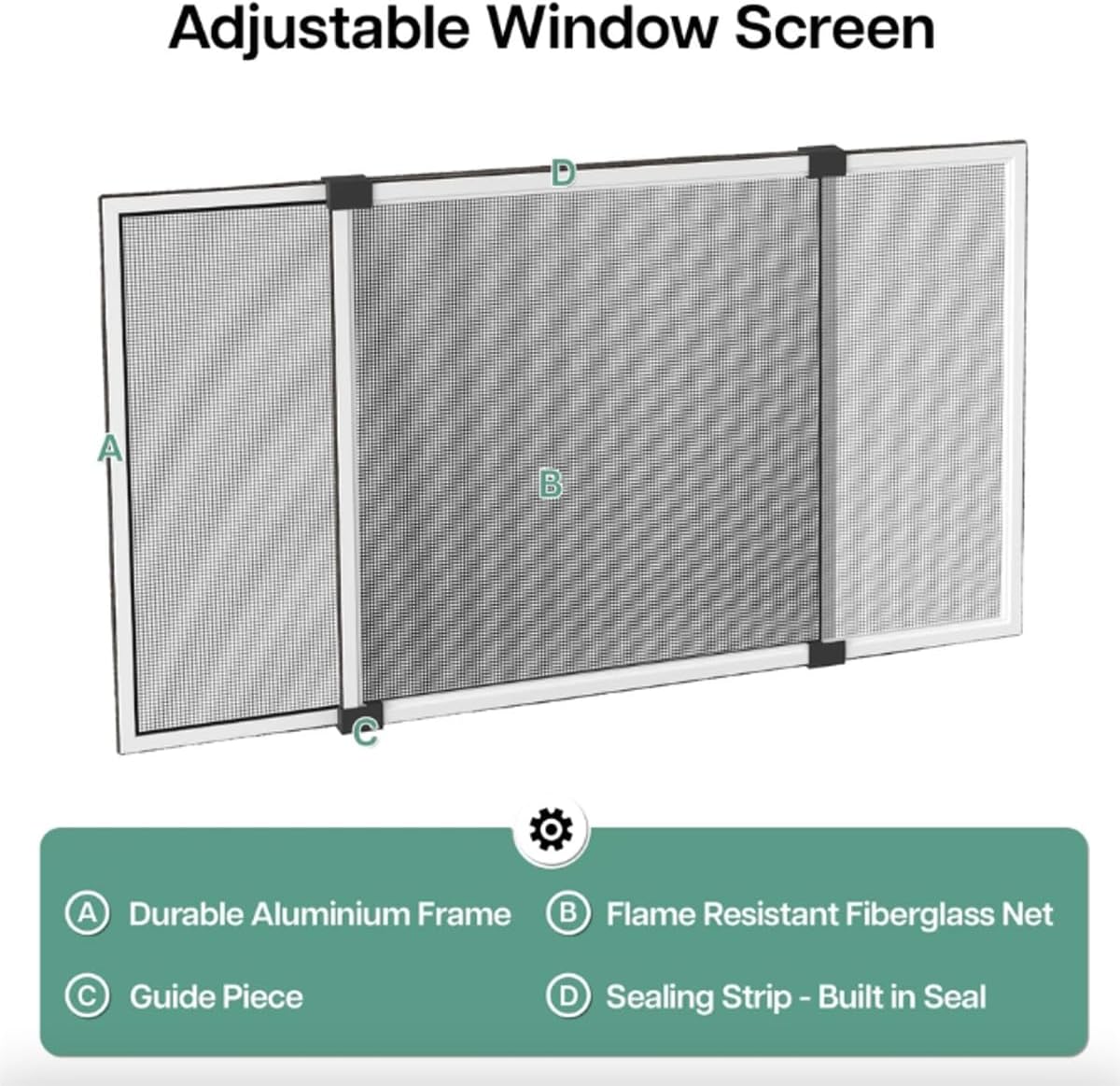 Expandable Window Screen Replacement 15" X 20.8" - 38.9" with Slide Technology
