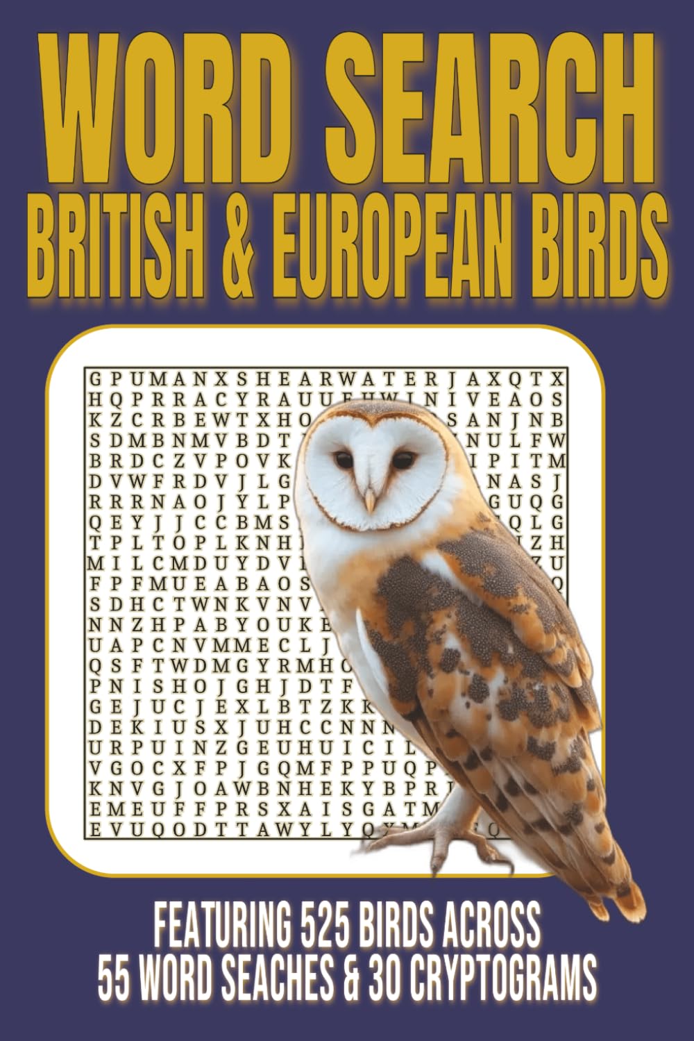 Word Search British & European Birds: Word Search and Cryptogram puzzles for Adults in Large Print