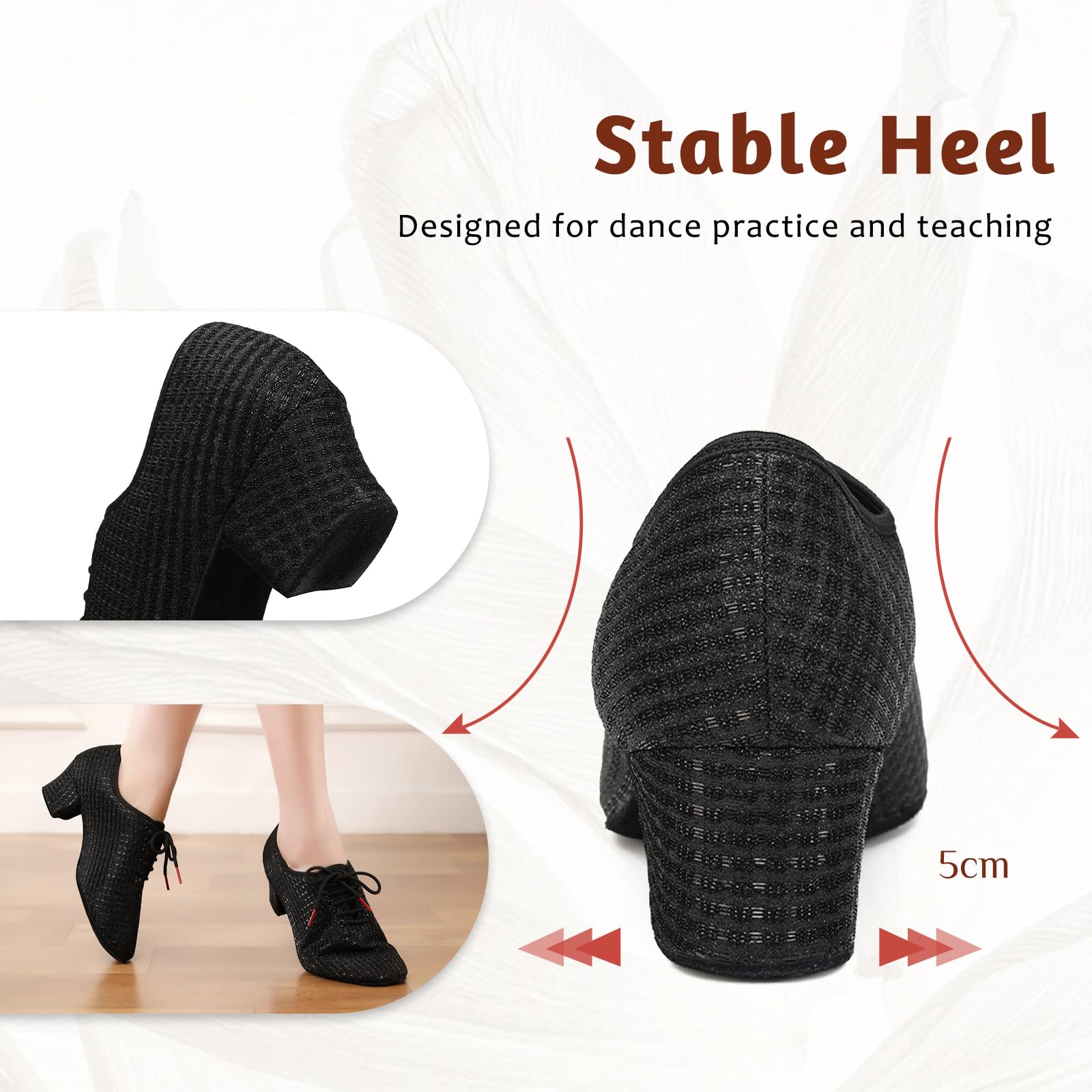 Zapatos de Baile Latino Mujer Cerrados con Cordones Zapatos de Baile de salón Zapatos Práctica Baile Mujer de Salón Salsa Tango,LHD-301