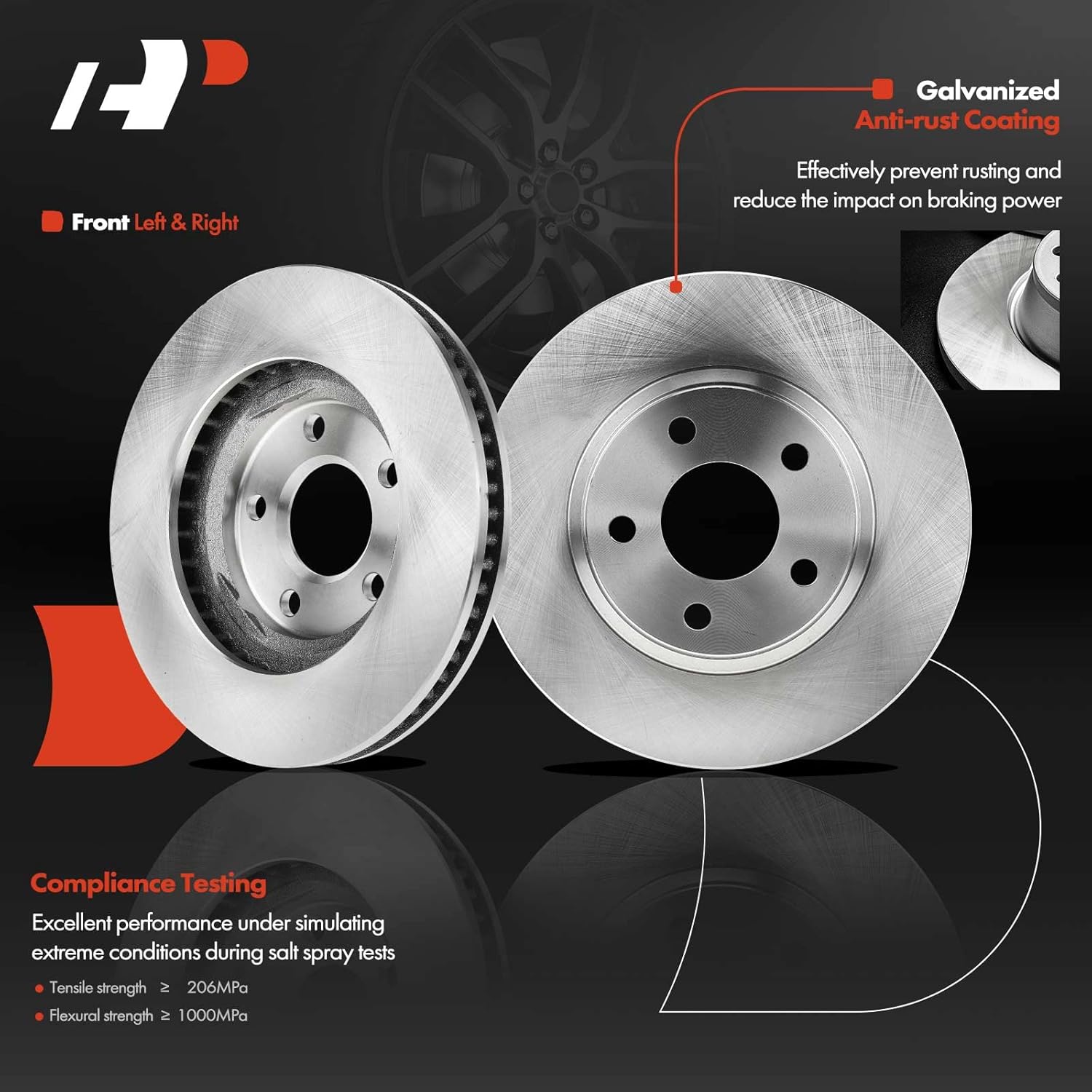 A-Premium Front Vented & Rear Solid Disc Brake Rotors + Ceramic Pads Kit Compatible with Select Chevy and Oldsmobile Models -Impala/Monte Carlo 2000-2005, Intrigue 1998-1999, 12-PC Set