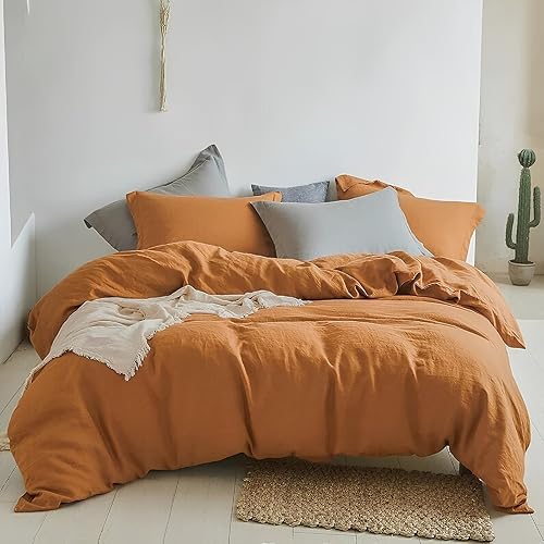 Cinnamon Color Washed Cotton Duvet Cover Donna Quilt Cover with 2 Pillowcase 100% Cotton Boho Cover Twin Full Double Queen King Toddler 3 Pcs