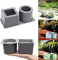 Vista 7 de Juego de moldes de silicona para macetas, forma redonda + cuadrada, molde de maceta para suculentas, herramienta de moldeo de maceta de hormigón