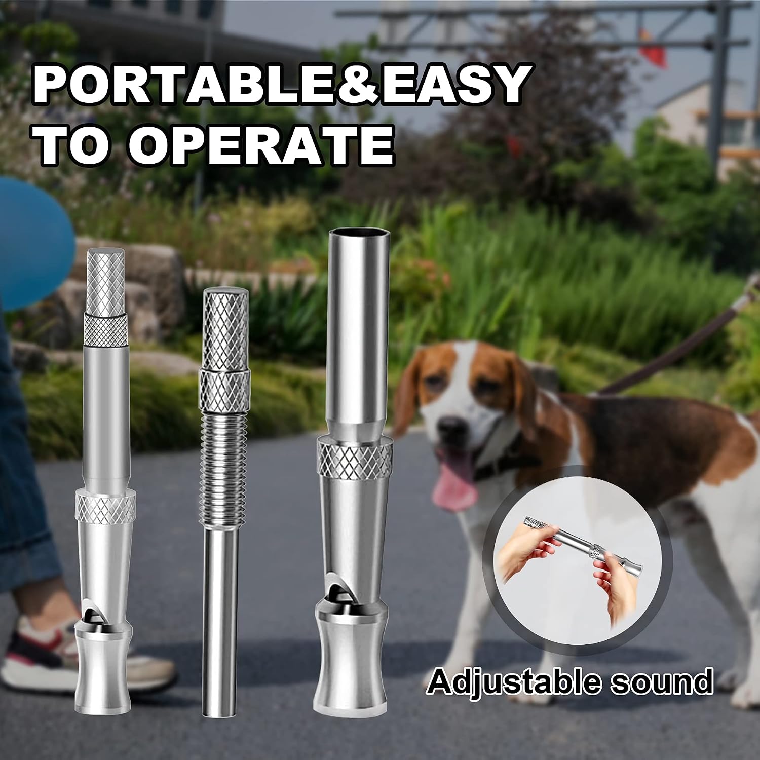 Selinoy Dog Whistle, Adjustable Pitch for Stop Barking Recall Training- Professional Dogs Training Whistles Tool for with Free Black Strap Lanyard (White)