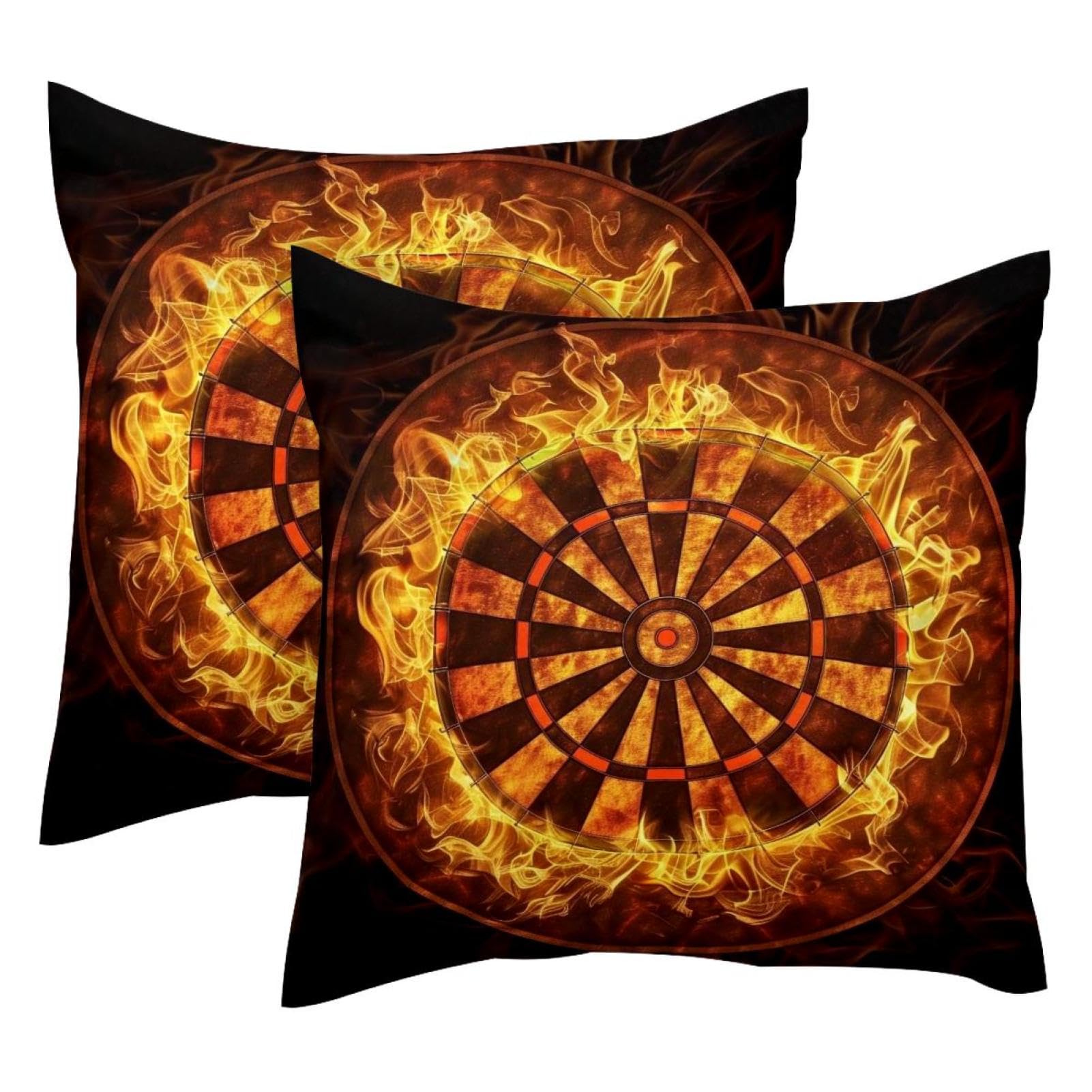 Housse de coussin velours 50x50 avec motif fléchettes flamboyantes finition haut de gamme