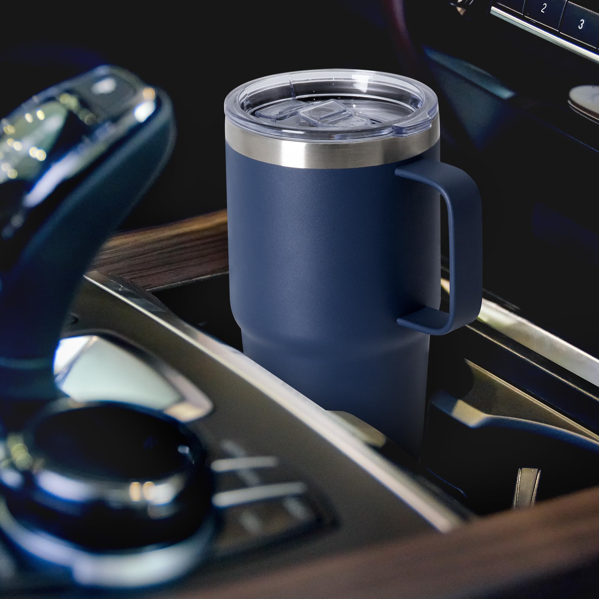 HASLE OUTFITTERS Trinkbecher mit Deckel, Edelstahlbecher mit Griff, isoliertes Reise-Kaffeebecher-Set mit Griff, doppelwandig, vakuumdicht, auslaufsicher, Marineblau, 12 Stück