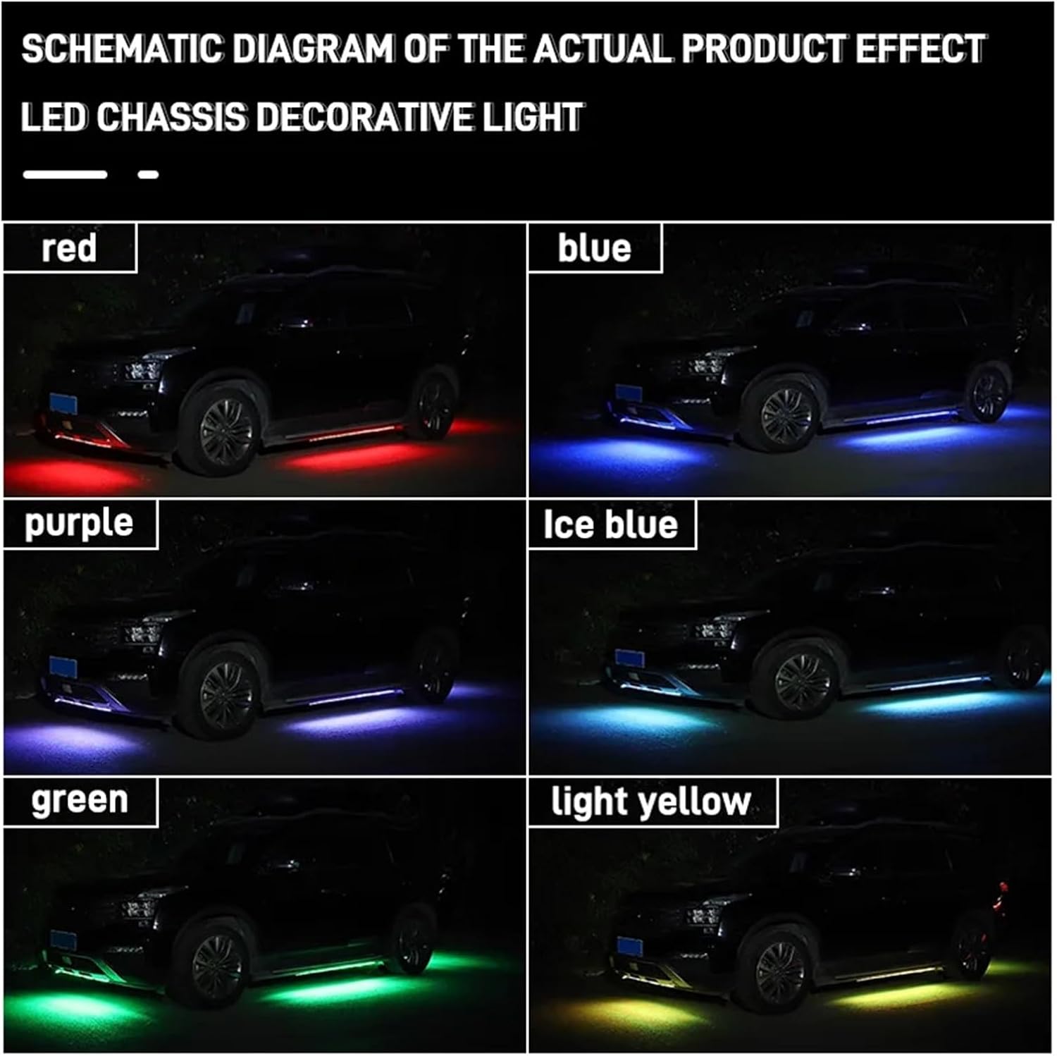 Flexible RGB LED Underglow Strip Lights with APP Remote Control - Universal Car Underbody Chassis Neon Atmosphere Lighting Kit for Cars, Trucks, and SUVs(APP-Remote-90 X 120)