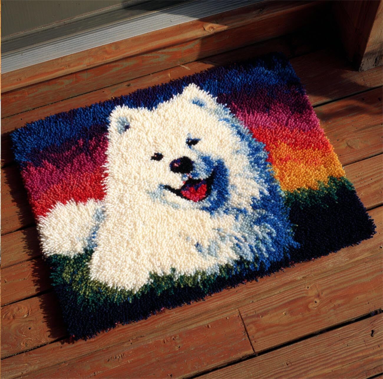 Animal Diy Kit Manualidades Alfombra Samoyedo De Dibujos Animados Kits De Ganchillo Para Hacer Alfombras，Juego De Bordado,Kit De Ganchillo Para Principiantes，Manualidades De Costura P 21x29in