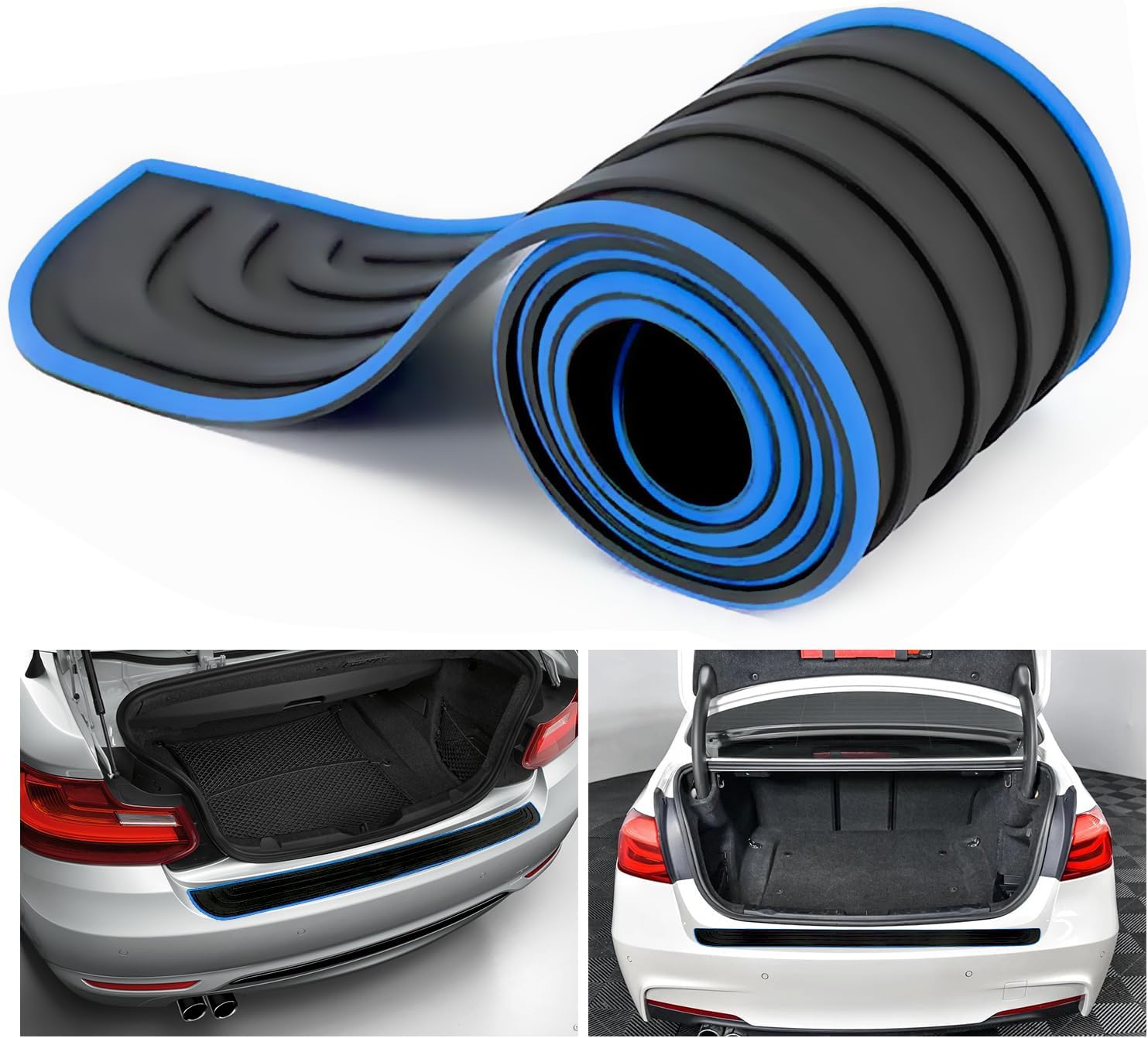 Esteopt Universal Car Rear Bumper Guard Protector - Anti-Scratch Rubber Cover Strip for Pickup Truck SUV (36" x 2.7") (Blue)