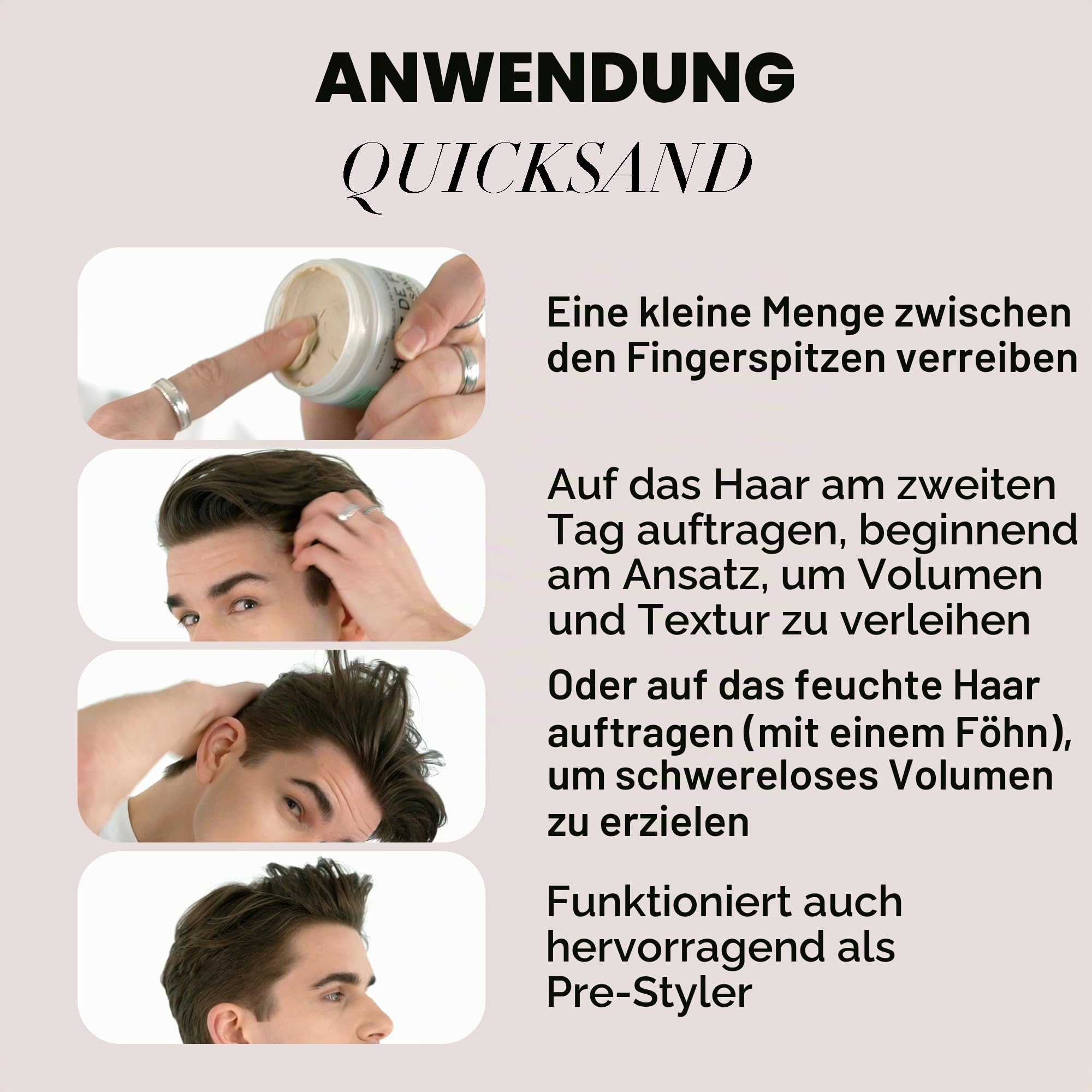 Hanz de Fuko Quicksand – Premium Styling-Wax & Dry-Shampoo-Kombination – starker Halt, ultra-mattes Finish – 56 g