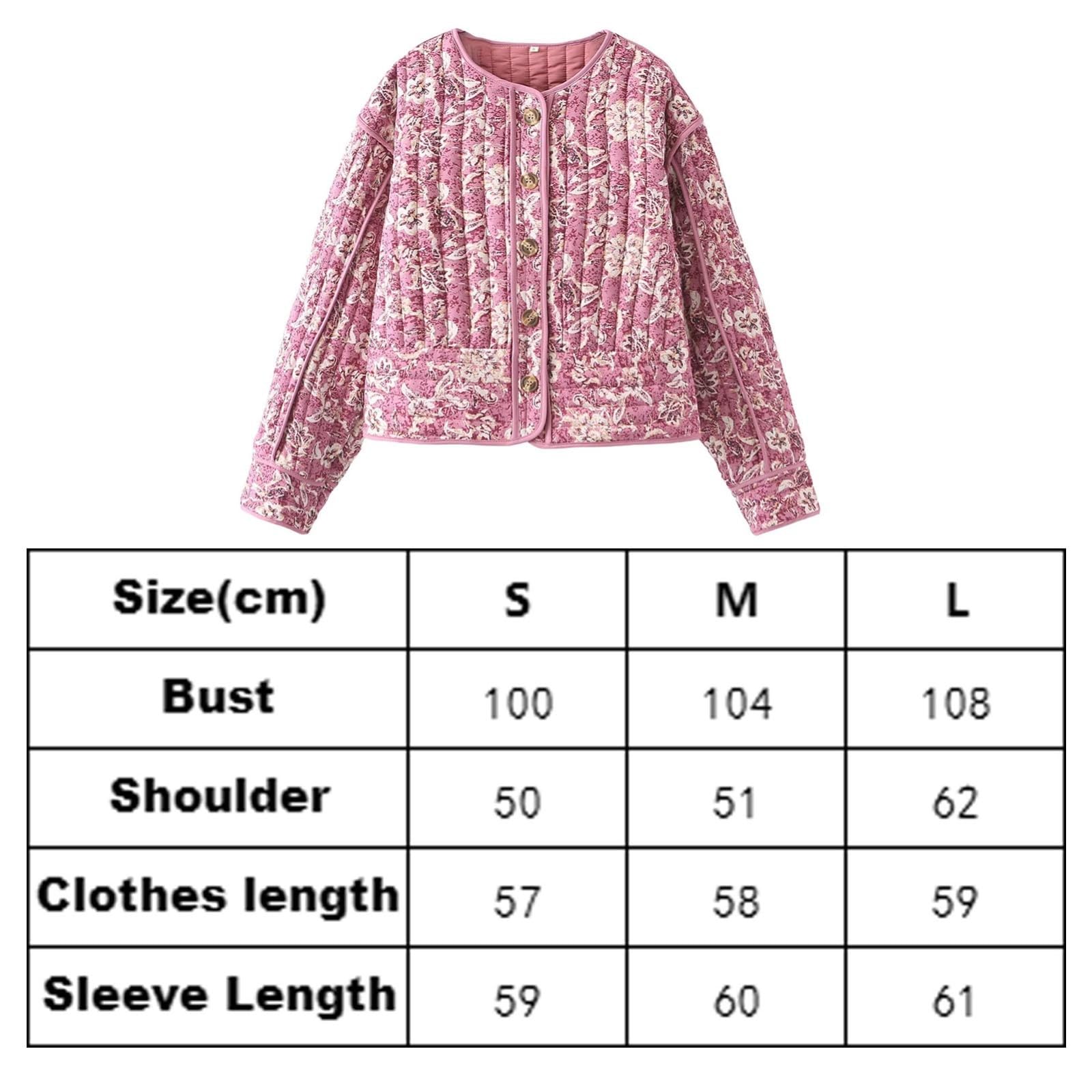 Veste Femme Doudoune Courte Cardigan à Imprimé Floral Vintage Veste Matelassée pour L'automne et l'hiver