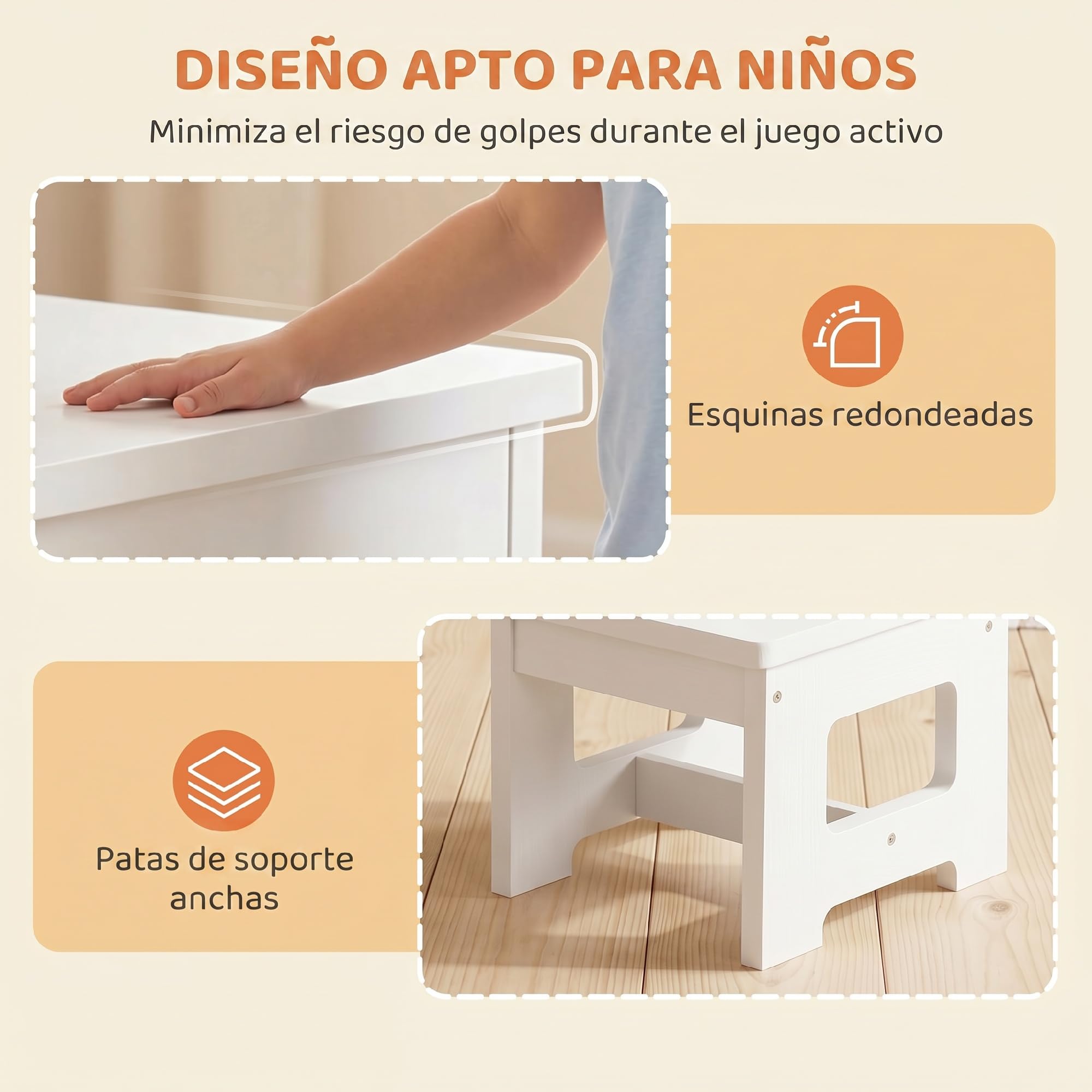 AIYAPLAY Mesa Infantil con Silla, Tablero Reversible, 3-6 Años, Blanco | Mesa y Silla Infantil con Pizarra para Dibujo, para Niños y Niñas, para Estudio, Guardería, Aulas