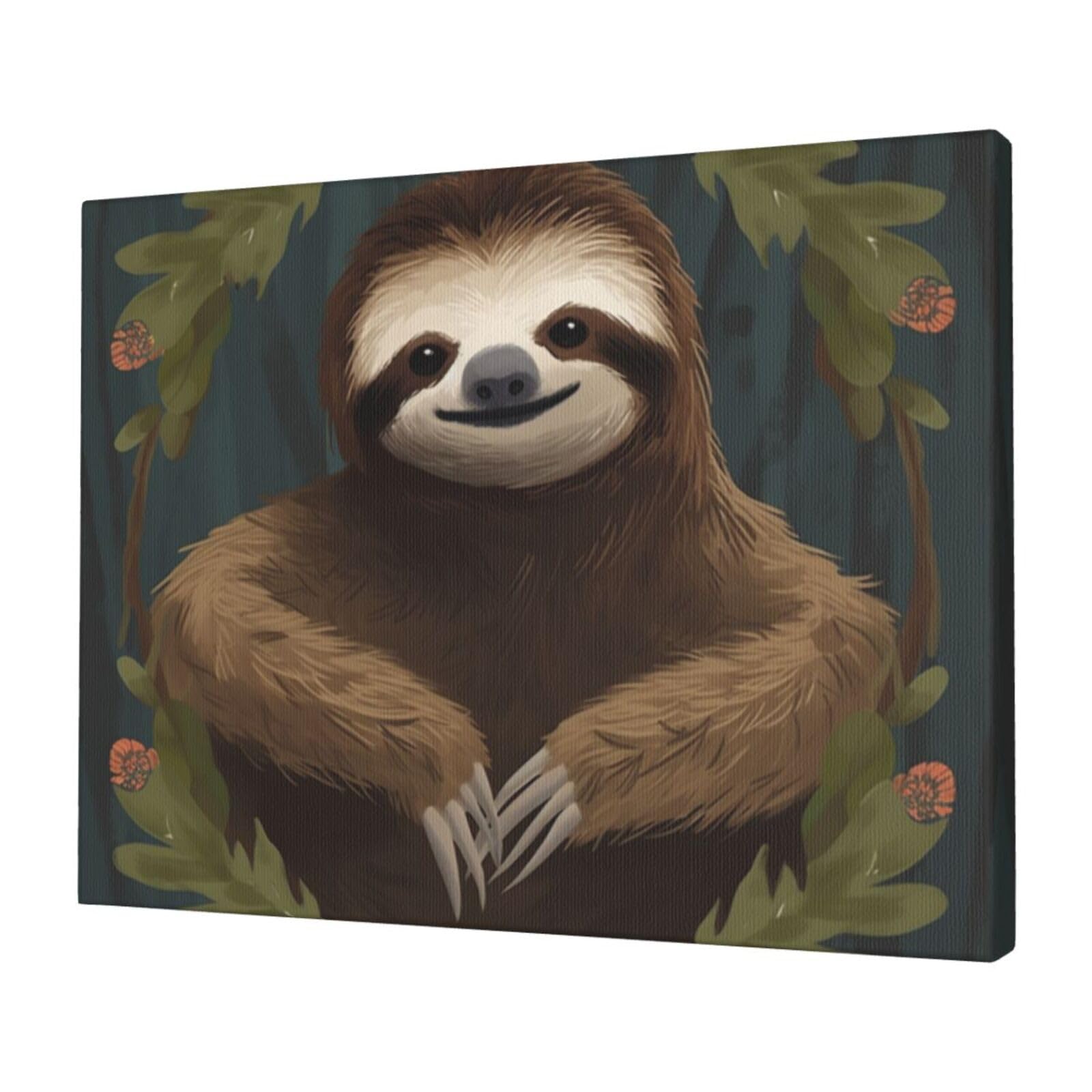 KLOPH Sloth Canvas Wall Art for Living Room 12"x16" Modern Artwork Painting for Bathroom Hanging Canvas Prints Aesthetic Wallart for Bedroom Kitchen Office Wall Decor