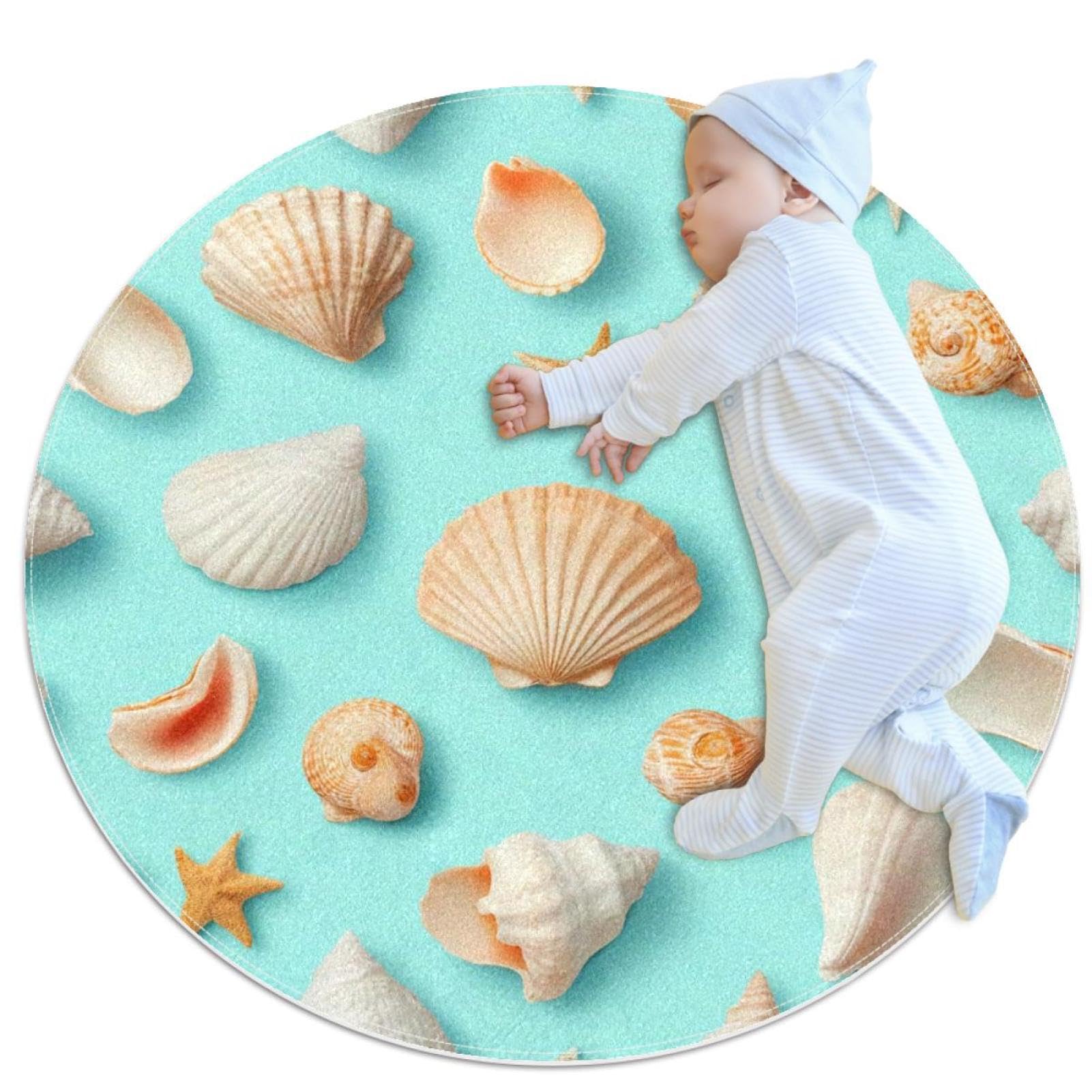 Tapis antidérapant motif étoile de mer et coquillage pour douche et chambre