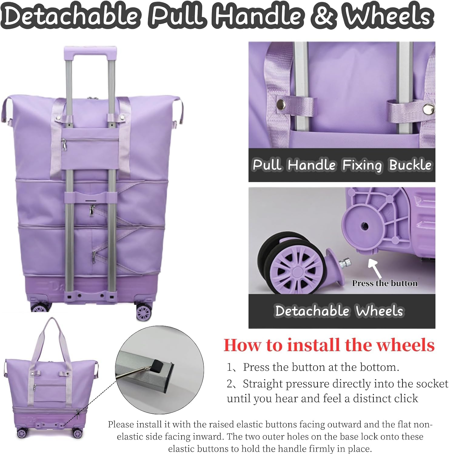 Reisetasche mit Rollen,Reisetaschen Großer Damen/Herren Sporttasche mit Abnehmbaren Krawattenstangen,Weekender die Sich in DREI Verschiedene Formen verwandeln lässt (Schwarz)