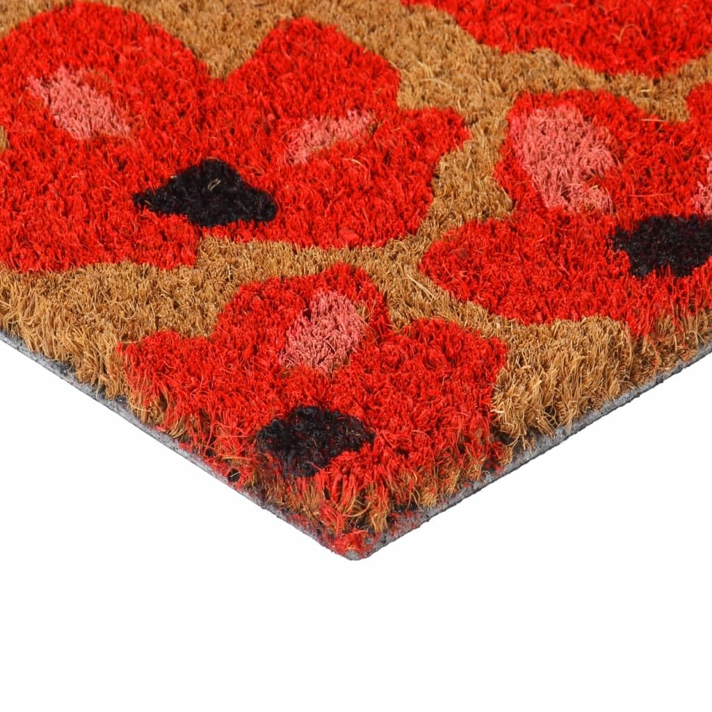Kokosfaser Fußmatte 45x75 cm – Schmutzfangmatte Natur mit getufteter Kokosmatte, Rutschfester PVC-Unterseite, für Innen und Außen, einfache Reinigung