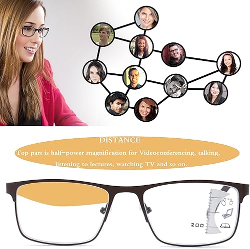 Miniatura 3 de Gafas de lectura progresivas multifocal, antiluz azul, lectores elegantes para hombres 2.5x