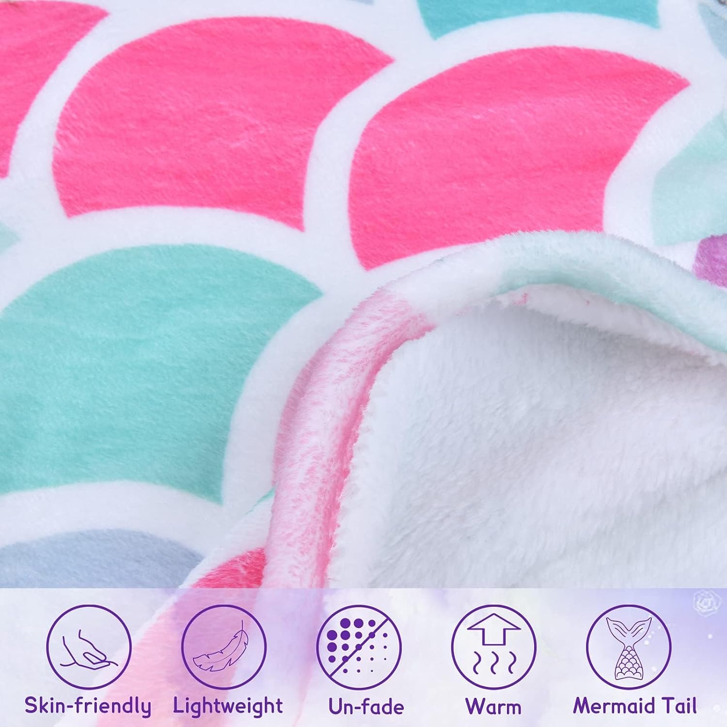 WERNNSAI Mermaid Tail Blanket – Soft Plush Wearable Mermaid Blanket for Girls Teens Cozy Flannel Snuggle Sleeping Bag Birthday Gift for Girls 55" x 24" (Pink)