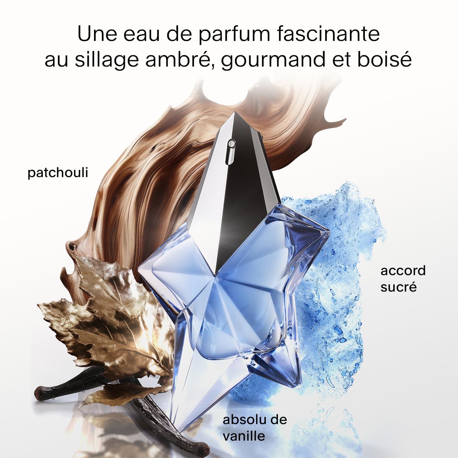 MUGLER Angel - Eau de Parfum Rechargeable Pour Elle - Parfum Femme - Ambré Gourmand - Patchouli, Accord Praline & Absolu de Vanille - Tenue Longue Durée - Spray Vaporisateur