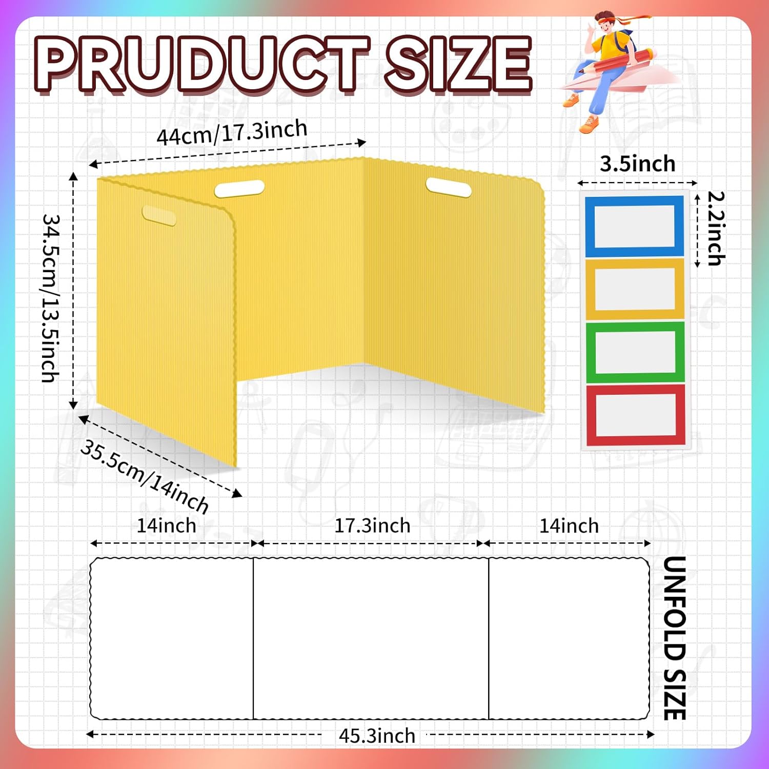 12 Pcs Desk Dividers for Students Classroom Plastic Privacy Folders Yellow Test Dividers for Students Desks Trifold Privacy Panel Partitions for School Teacher Supplies (Yellow)