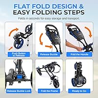 Vista 4 de SereneLife Golf Push Pull Cart – Lightweight, Foldable, Bag Holder with Adjustable Handle, Caddy Accessories, Compact Folding Golf Trolley for Travel