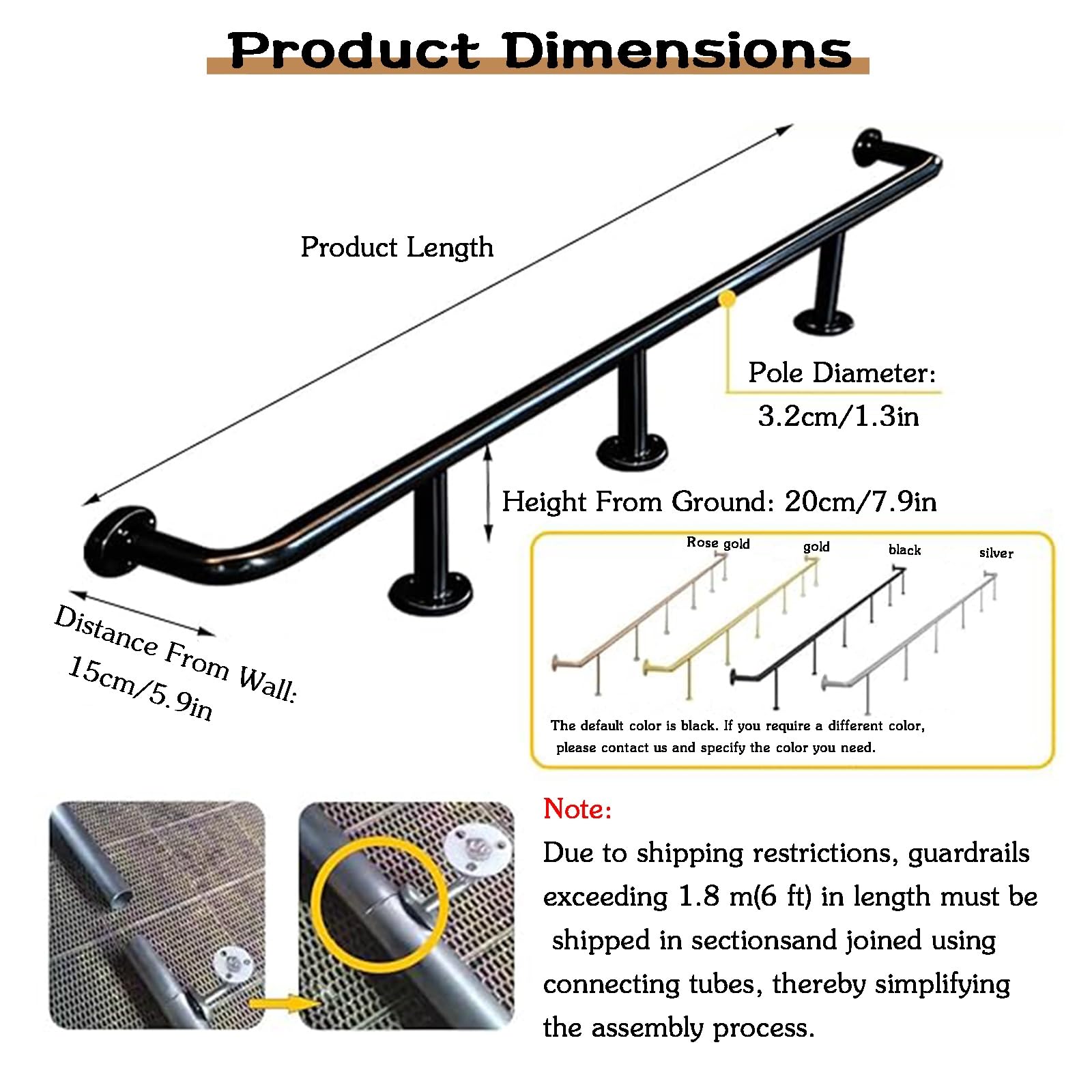 Sistema Completo De Reposapiés De Acero Inoxidable | Con Tubos Y Soportes for Mesas De Bar, Comedor Y Taberna En Sótano(L90cm/3ft)