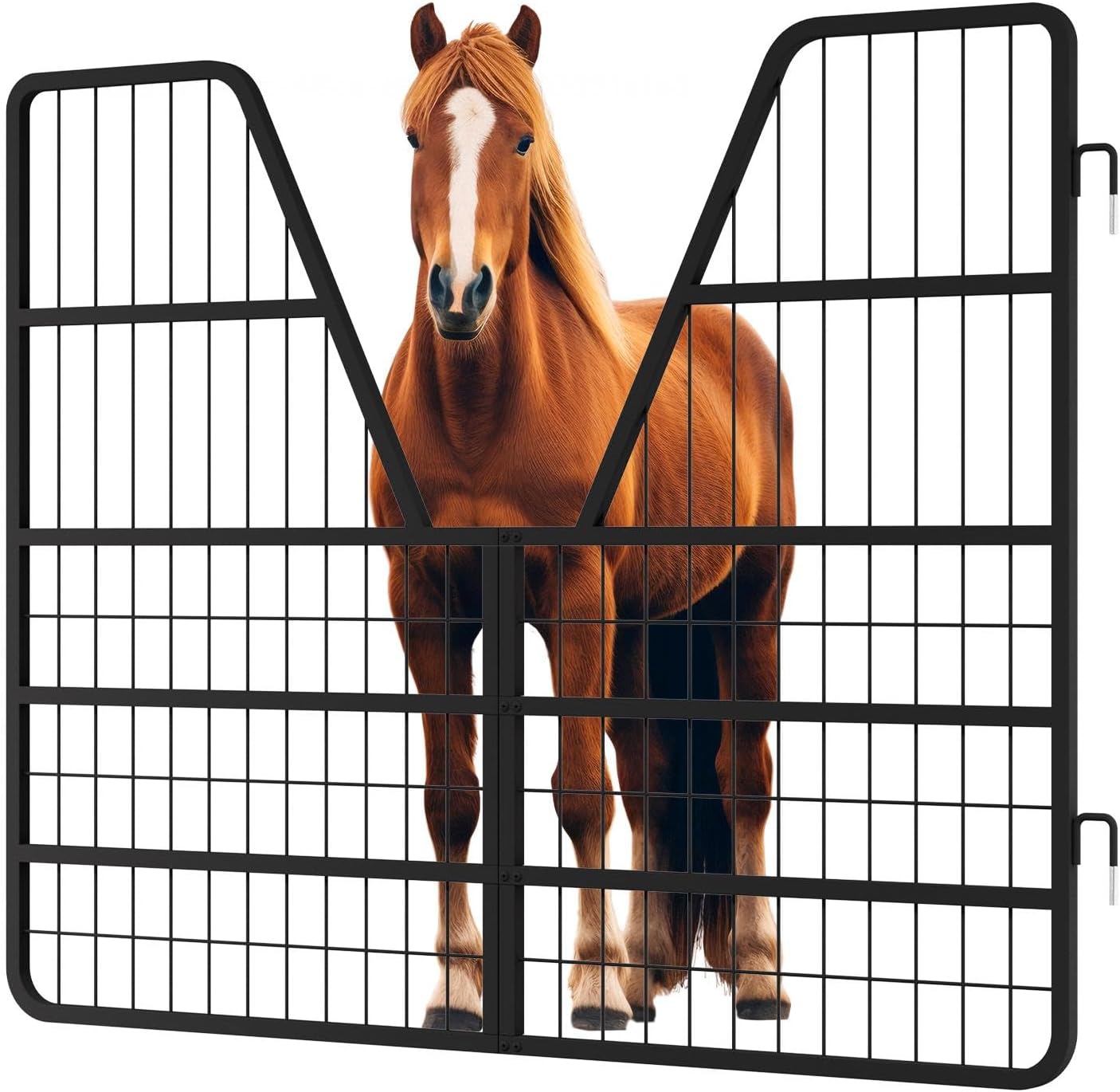 52" Wide X 42" High Heavy Duty Steel Horse Stall Gate, Horse Stall Guard Accessorie, Hardware Kit Include Hinges and Two 1" Thick Steel Frame Door Panels, Fits Standard Barn Doorways