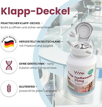 Soja-Isoflavone 35mg - 60 Kapseln - schluckfreundlich - hochdosiert und vegan - aus standardisiertem Sojabohnen-Extrakt Qualität aus Deutschland von ViVe Supplements