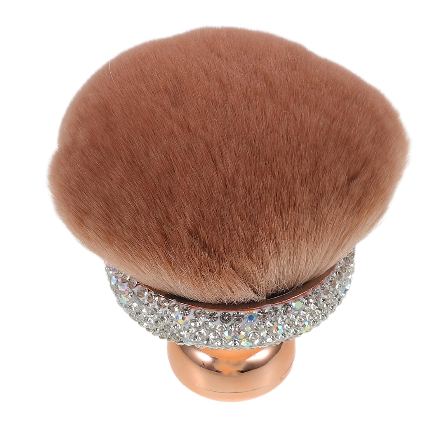 Luxury Rhinestone Blush Powder Brush, Soft Dense Bristles Makeup Brush for Travel and Face Contouring, Rose Gold Cosmetic Tool for Cheeks and Setting Powder