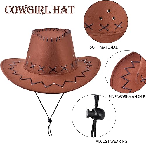 Miniatura 3 de Disfraz de vaquera para niños, juego de 5 piezas para niños y niñas, juego de rol, disfraz de 3 a 10 años