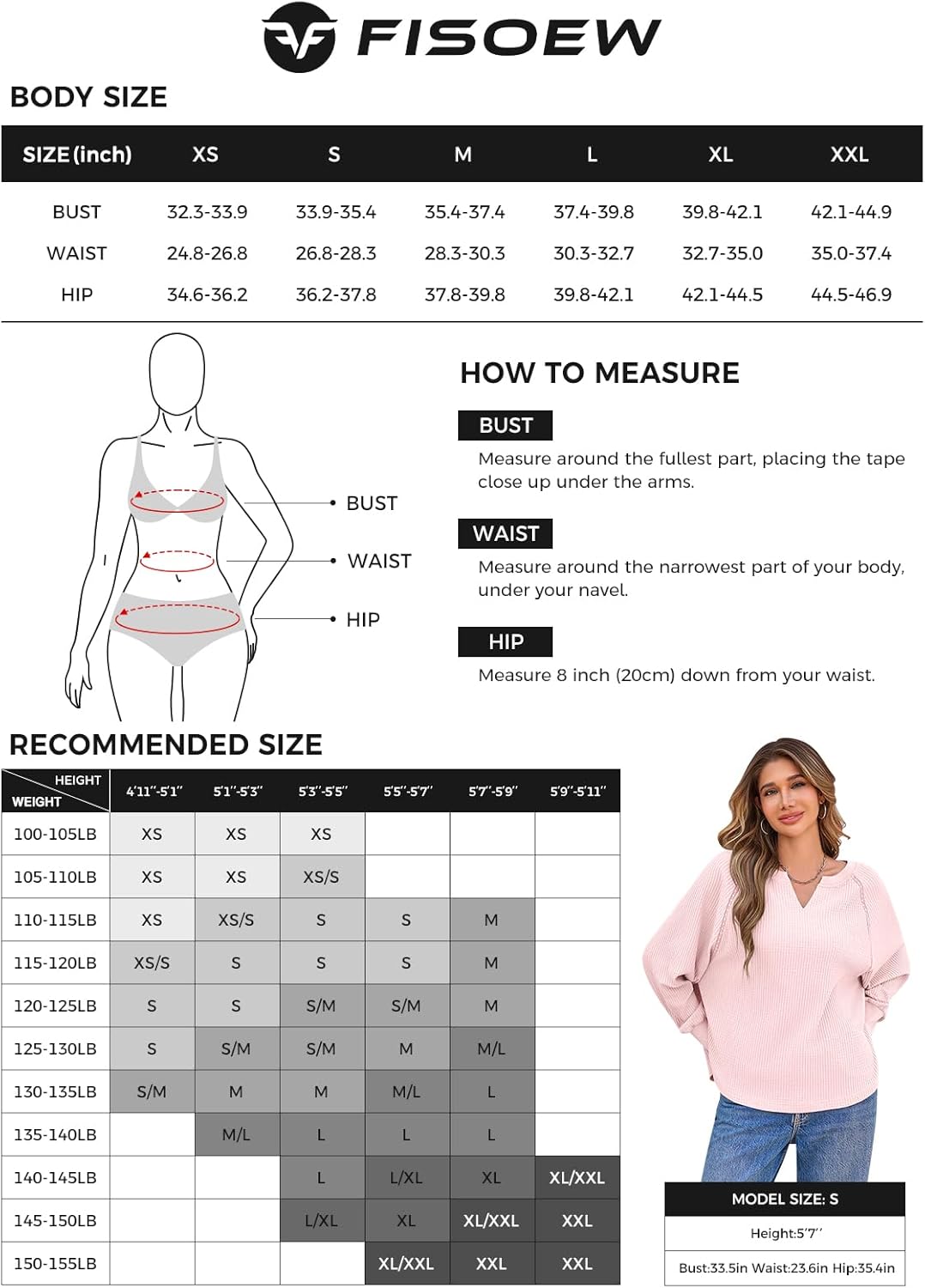 Fisoew Womens Oversized Long Sleeve Shirt Casual Waffle Knit Tunic Tops Lace Patchwork Pullover Sweatshirt - Image 7