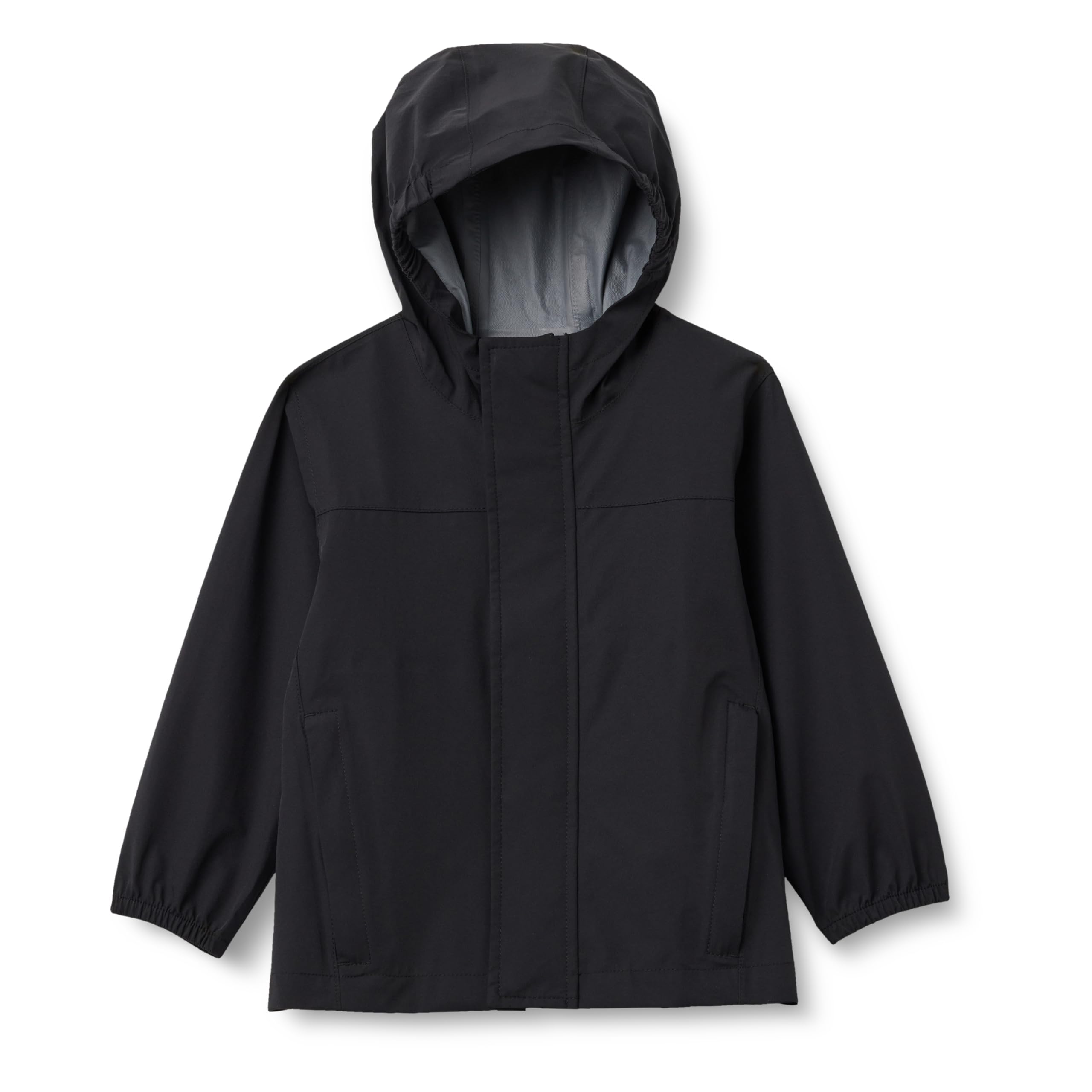 Amazon Essentials Boys' Waterproof Rain Jacket, Black, Small