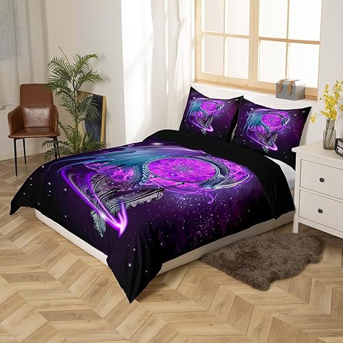 Miniatura 2 de Erosebridal Juego de ropa de cama con diseño de galaxia tamaño matrimonial, diseño de atrapasueños con temática bohemia, juego de funda de edredón