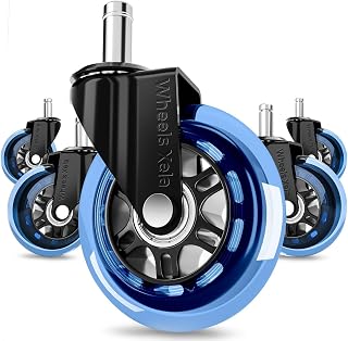 Office Chair Wheels Replacement, 3 Inch Caster Wheels Rollerblade Desk Chair Wheels for Carpet Hardwood Floors, Heavy-Duty Desk Chair Casters, Fits 98% Chair Set of 5