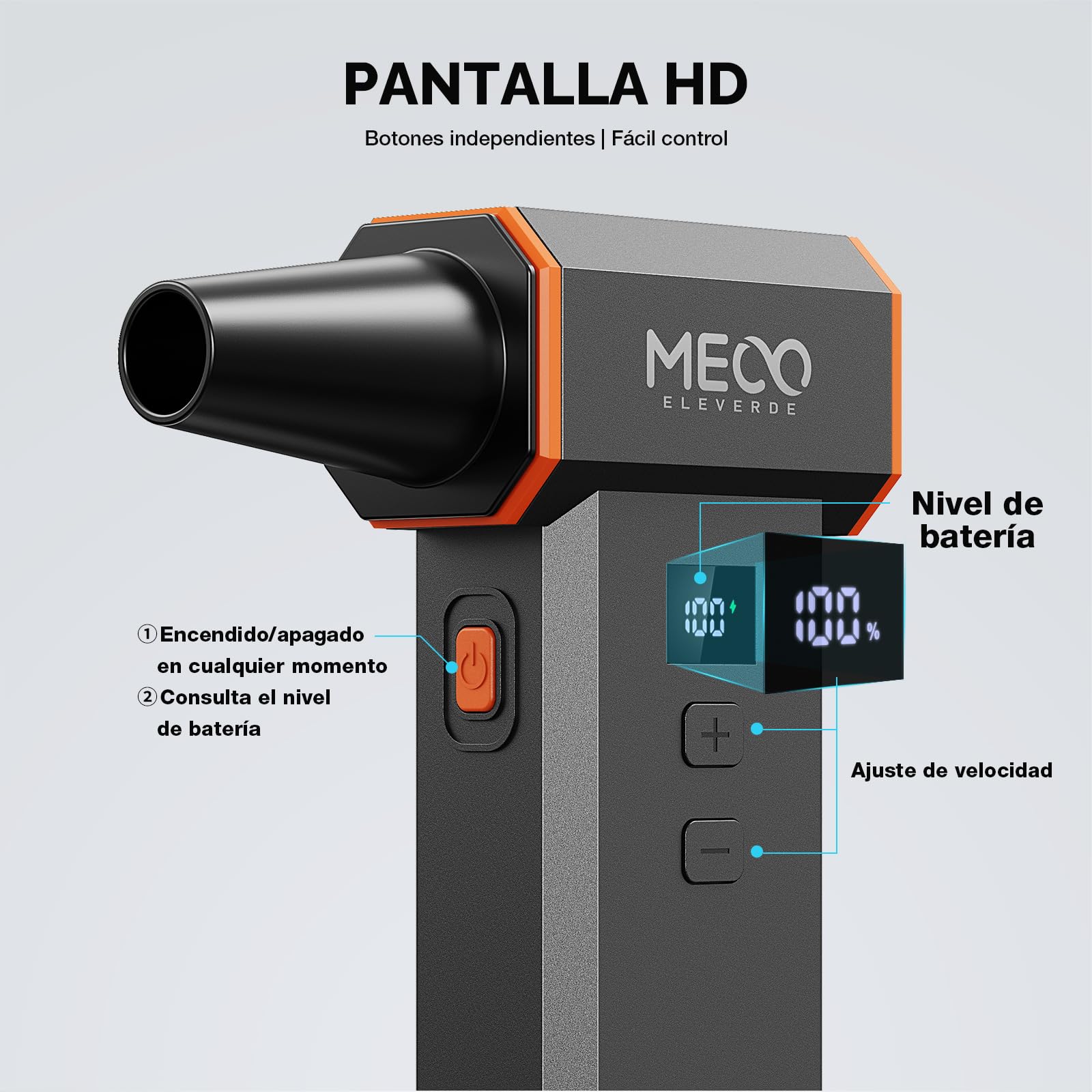 Soplador de aire eléctrico 220.000 RPM, 100 niveles sin escalones, motor sin escobillas y pantalla LED, soplador de aire inalámbrico con kit de limpieza, mini soplador de polvo para PC, teclado, coche