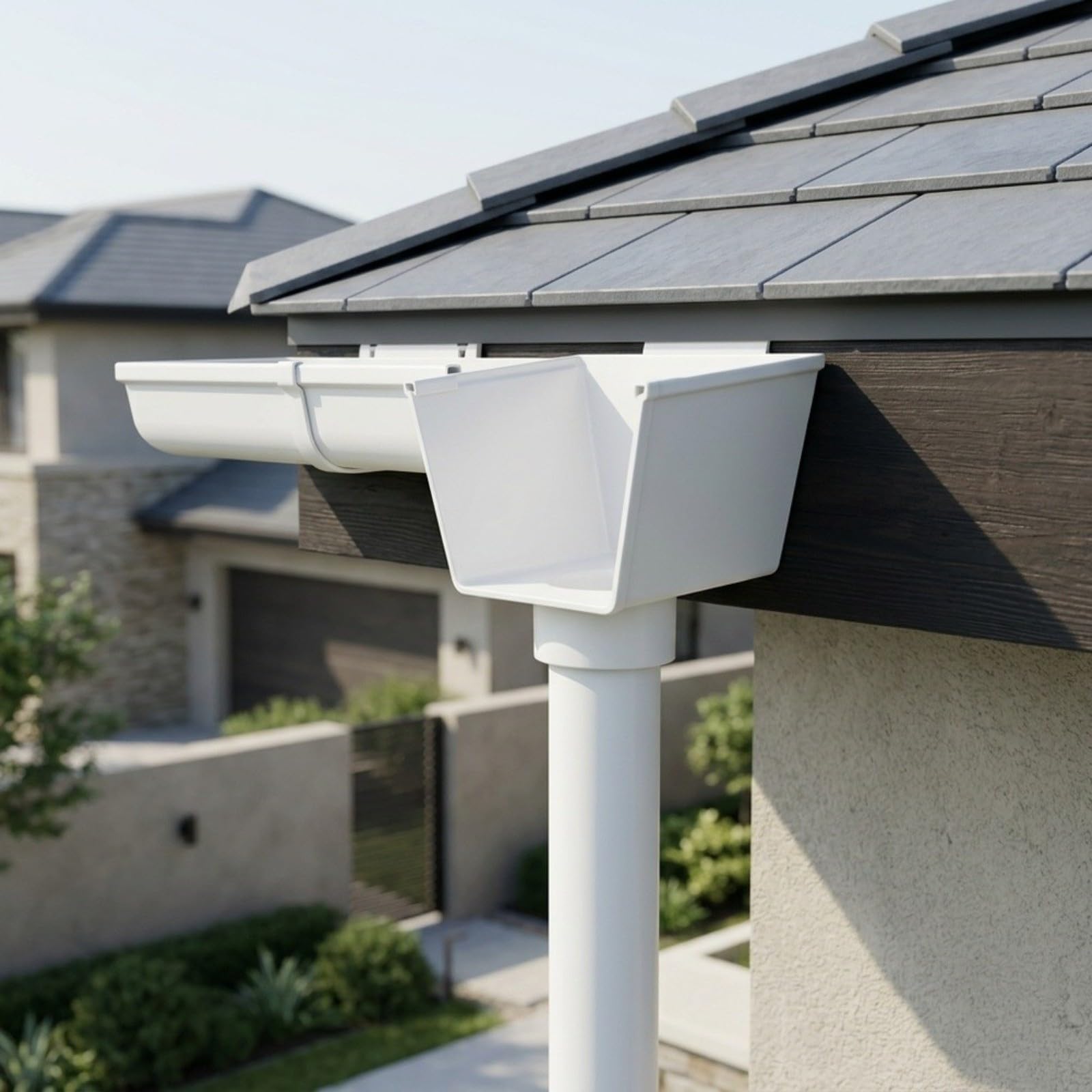 Grondaia in PVC con profilo a U 19 X 16 cm grondaia | Per il drenaggio del tetto e grondaia da giardino per casa, garage e giardino, terrazza e carport (L)