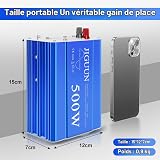 JIGUUN 500W Inverter 12V 220V onda pura Trasformatore | Potenza di picco 1000W con 1 presa EU 2 porte USB 2 porte Type-C 30W per auto, campeggio, viaggi, emergenze - 6