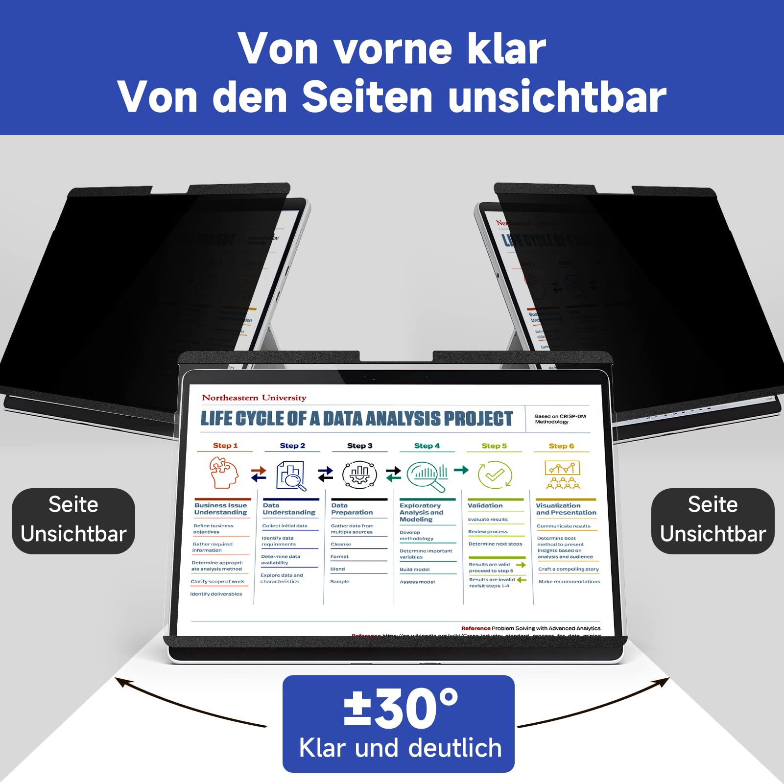 IPROKKO Filtro de privacidad magnético para Microsoft Surface Pro 9/8/X de -13 pulgadas, extraíble, antiespía, luz azul, protector de privacidad, filtro de privacidad
