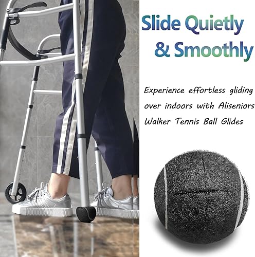 Miniatura 7 de Walker Ski Glides - Juego de 2 pelotas de tenis precortadas para caminar, accesorios de ayuda de movilidad para caminantes plegables, ajuste